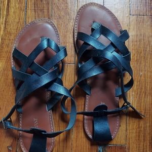 Lane Bryant Size 12 Black Gladiator Flat Sandals